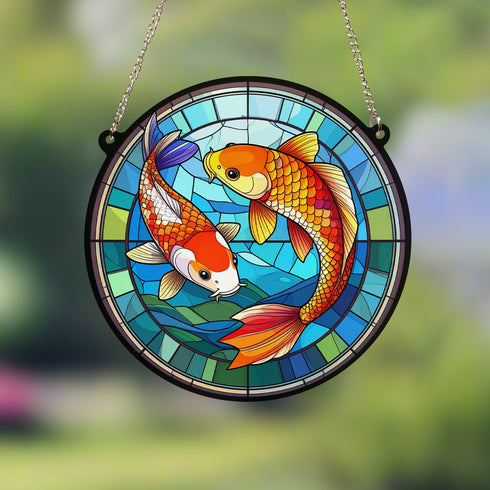 Koi Carp Stained Glass Effect Suncatcher